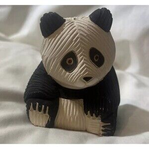Vtg Panda Bear Ceramic Figurine Artesania Rinconada #310 Handmade Uruguay